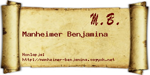 Manheimer Benjamina névjegykártya